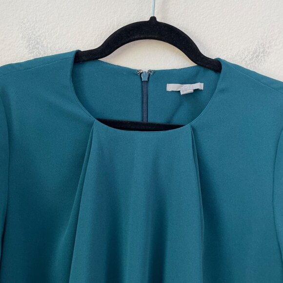 COS Womens EUR 38 Teal Pleated Front Blouse 3/4 Sleeve Shirt Top - Picture 8 of 11